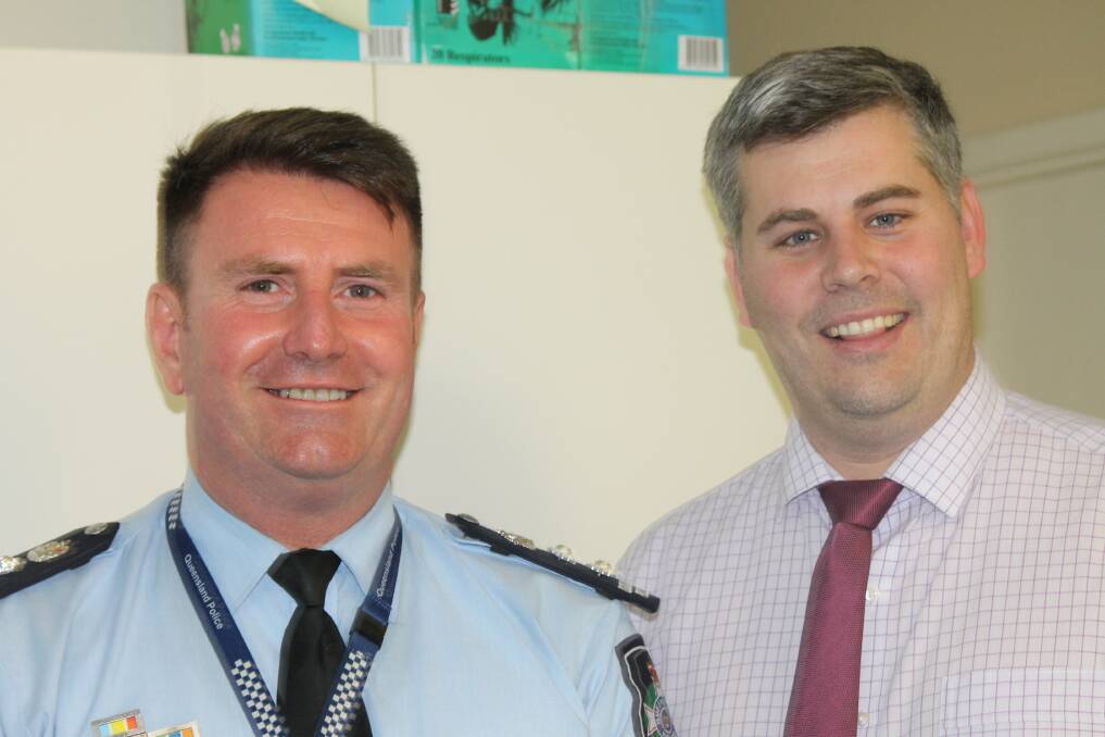 Chief Superintendent Ben Marcus and Police Minister Mark Ryan at Beaudesert Police Station.