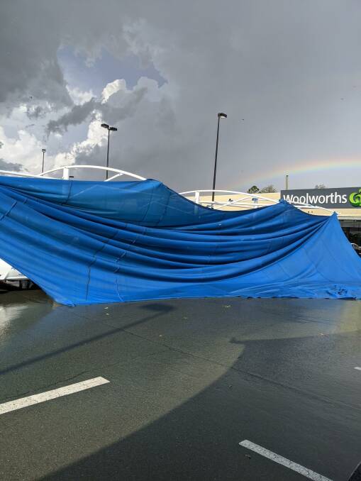 The scene at Woolworths car park this afternoon.