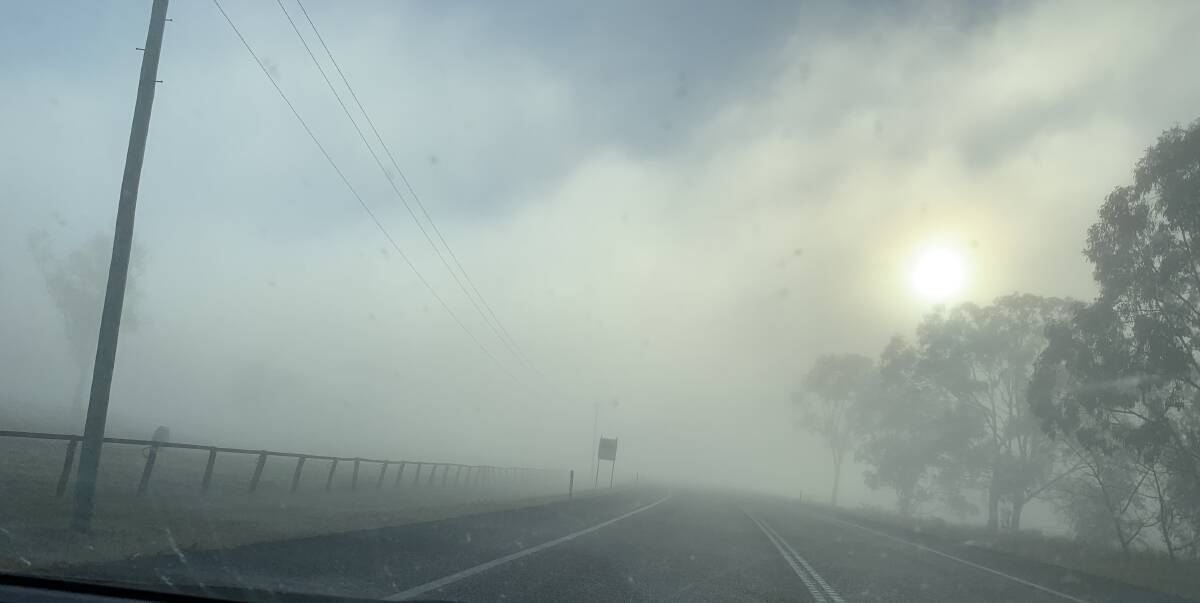 FOG: Visibility was poor on the Mount Lindesay Highway this morning. Photo: Larraine Sathicq