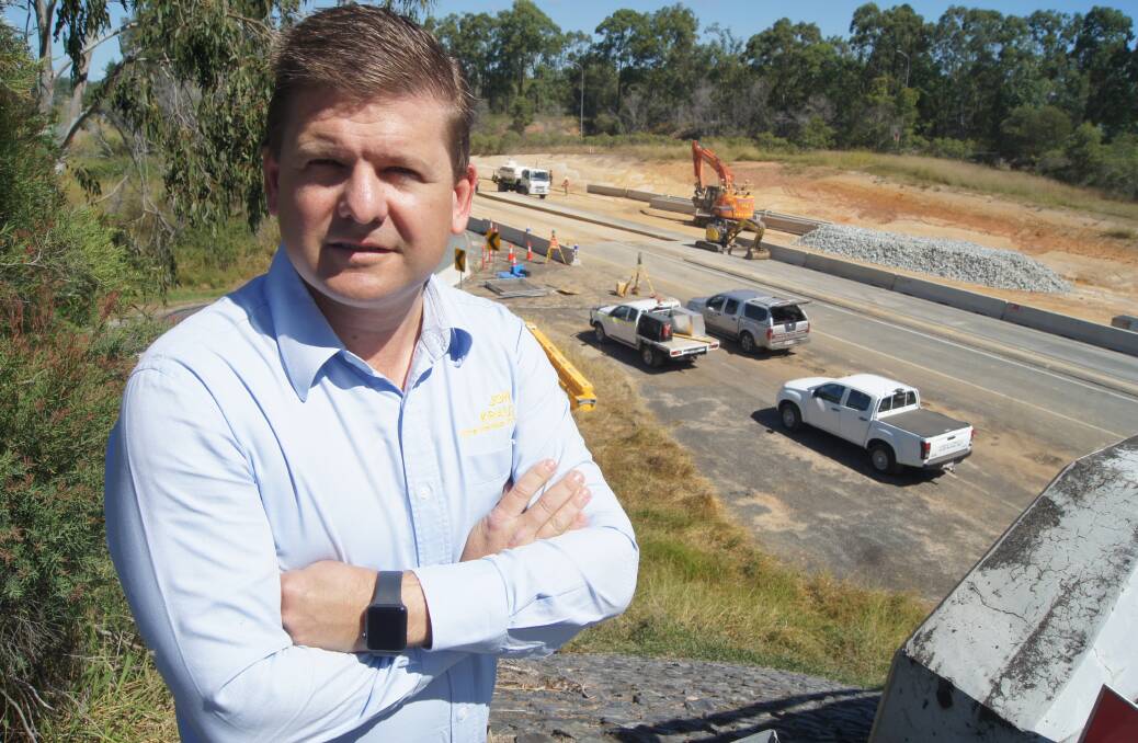 ON SITE: Scenic Rim MP Jon Krause at the site of the Mount Lindesay Highway upgrade at Stoney Camp Road to Chambers Flat Road.