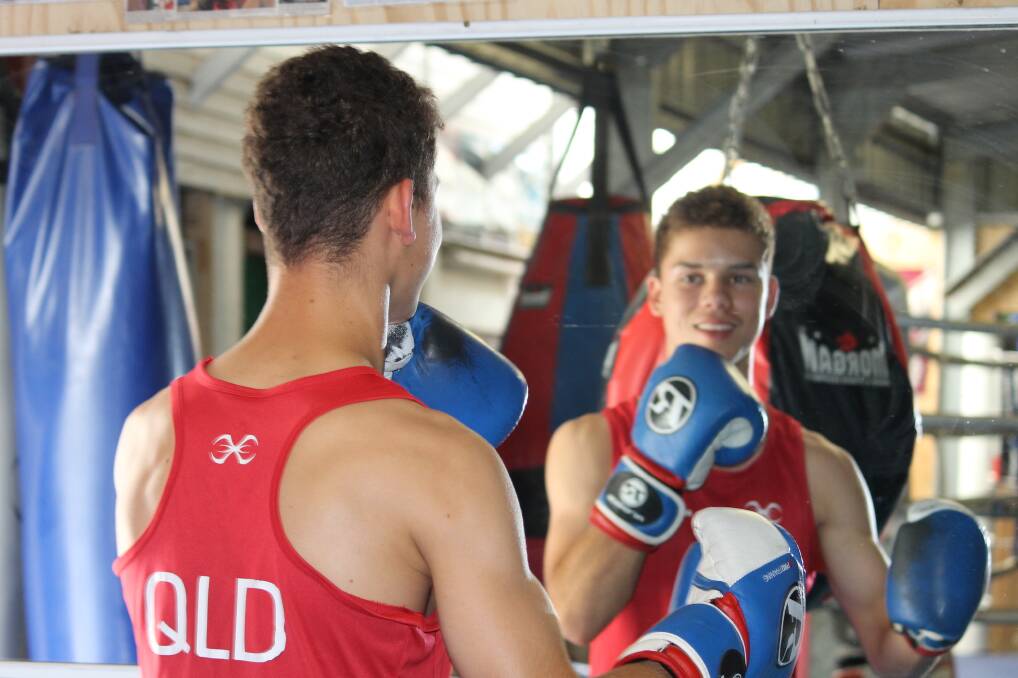 FIGHT READY: Ryan Porter keeps up his training at Beaudesert Boxing Club over the summer holidays. Photo: Larraine Sathicq