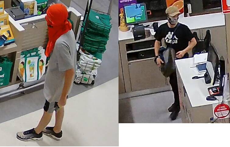 CAUGHT ON CAMERA: Police are seeking help to identify two if the men wanted in relation to a series of break-ins starting in Beaudesert. Photos: QPS