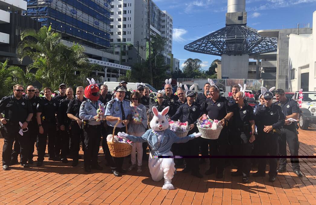 COP THAT: The Road Policing unit prepare to deliver gifts from the Ester bunny.