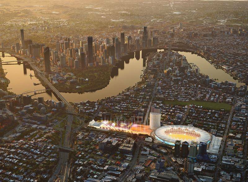 GOLD: An artist's impression of the proposed $1 billion redevelopment of the Gabba for the 2032 Olympics.