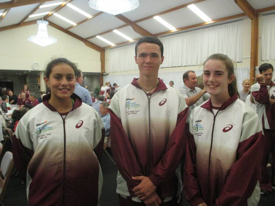 Team Queensland: Jimboomba Little Athletics members Felila Kia, Sam Windsor and Jesica Draper have all been chosen in the Queensland team. Photo: Supplied.