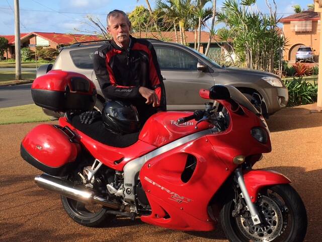 Ready to ride: Ken Meldrum and his 2000 Triumph Spirit which he took on The Black Dog Ride. Photo: Supplied