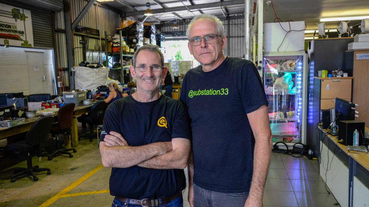 LOGAN VISIT: Chief entrepreneur Steve Baxter and Substation 33 founder Tony Sharp. Photo: Supplied