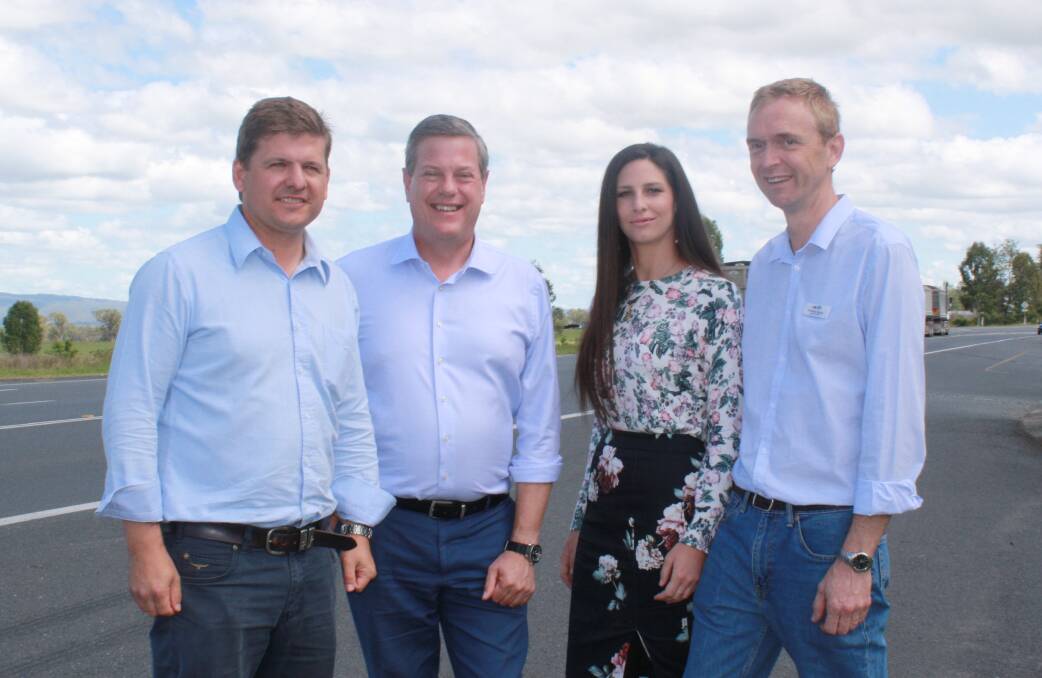 MOUNT LINDESAY: Announcing upgrades to the Mount Lindesay Highway are Beaudesert MP and Scenic Rim candidate Jon Krause, LNP leader Tim Nicholls, Logan candidate Gloria Vicario and Jordan candidate Duncan Murray. Photo: Jocelyn Garcia