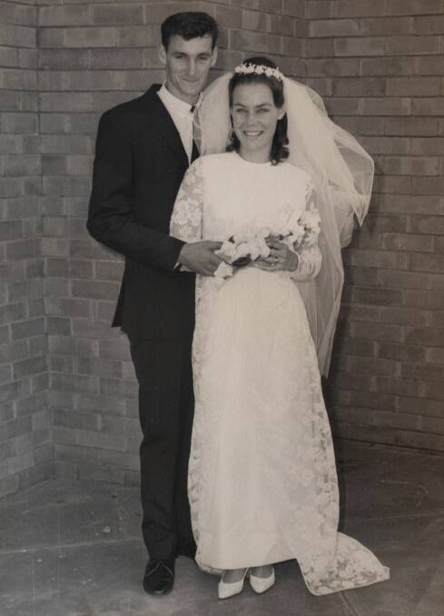 WEDDING DAY: Errol and Yvonne Trapnell on their happy day outside St Brendan's Church at Moorooka in 1969.