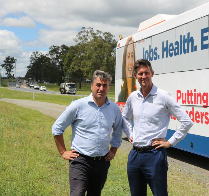 MOUNT LINDESAY HIGHWAY: Logan MP Linus Power with Main Roads Minister Mark Bailey. 