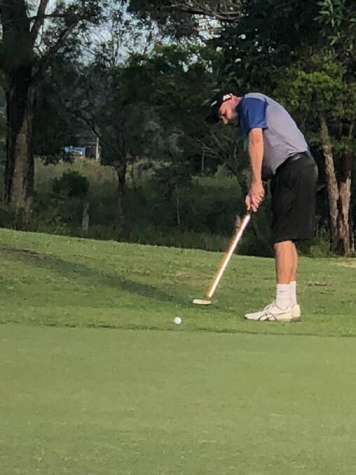 BATTLING: Division 2 player Adrian Paterson putting on the 18th Green at the weekend. Paterson was in a battle until the end, going down 18 to finish all square.