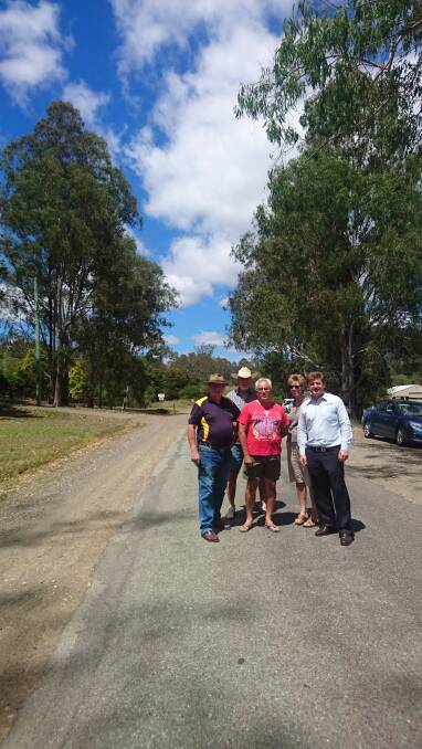 Residents and Scenic Rim MP Jon Krause on Lamington National Park Road.