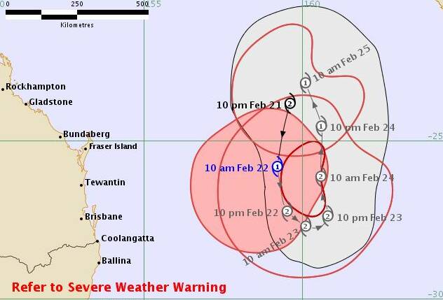 CYCLONE: A Bureau spokesperson said the chance for potentially heavy rainfall had abated, with Cyclone Oma likely to stay well away from Queensland's coast. Photo: Bureau of Meteorology