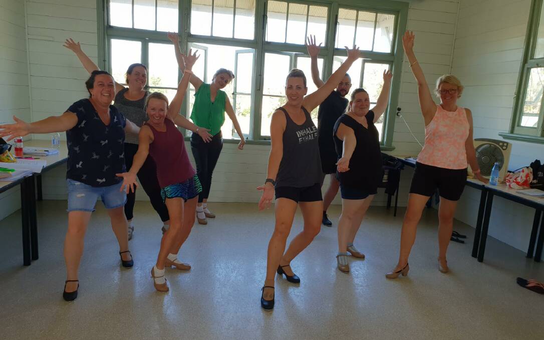TOE TAPPING: The Village Green Theatre group are rehearsing for play Stepping Out. Photo: Supplied

