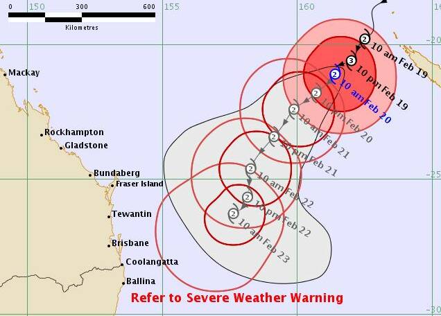 CYCLONE WATCH: Cyclone Oma is tracking south-west across the Coral Sea. Photo: Bureau of Meteorology