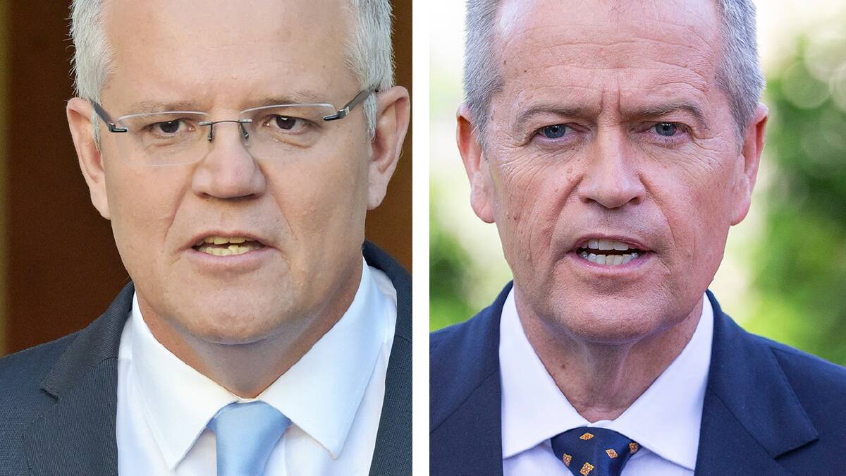 Composite: Scott Morrison and Bill Shorten on the first day of the federal election campaign for 2019. Photos: AAP, Bloomberg