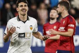 Andre Almeida's solitary first-half strike was enough for Valencia to see off hosts Osasuna. (EPA PHOTO)