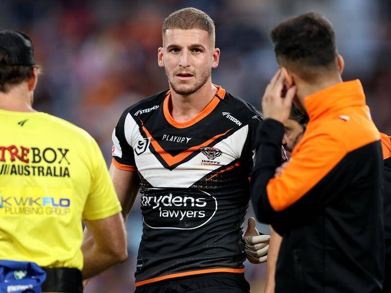 Wests Tigers player Adam Doueihi is in hot water over comments about LGBTQI inclusion in sport. (Brendon Thorne/AAP PHOTOS)