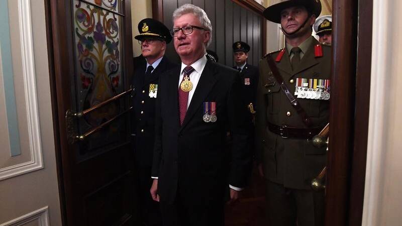 ELECTION FORMALLY BEGINS: Queensland Governor Paul de Jersey enters Parliament. 
