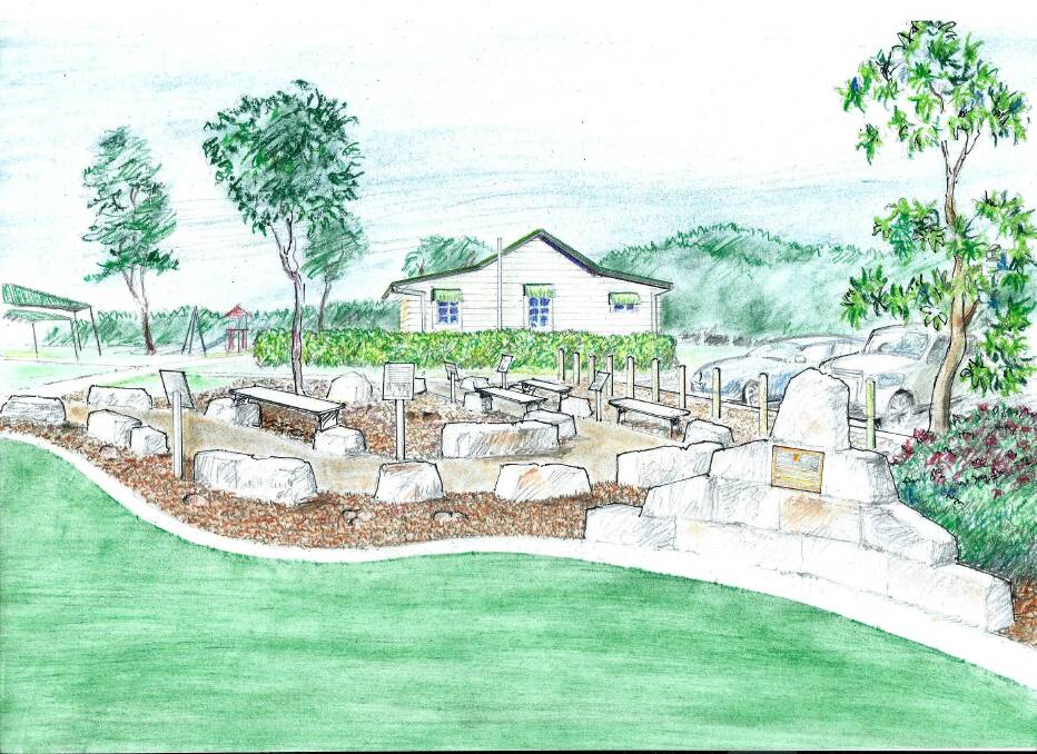 Logan Village resident and former architectural drafstman Mike Adams proposals for a reconstructed 
Pioneer Wall on Logan Village Green have received the support of community and council.