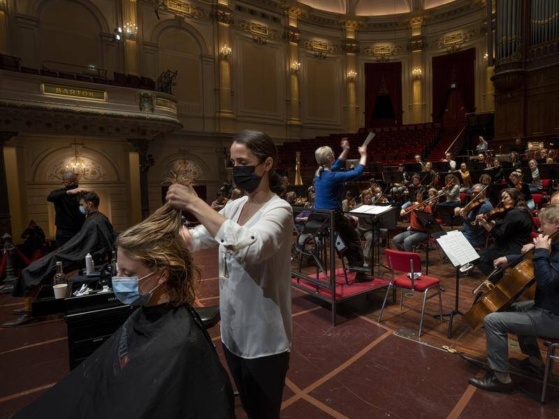 At Concertgebouw concert hall, visitors could get their hair cut while listening to an orchestra.