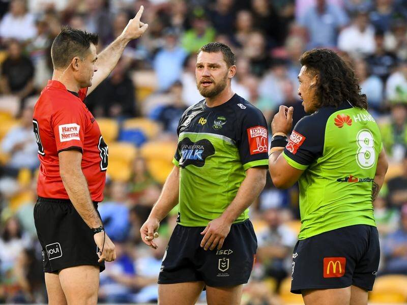 Canberra's Josh Papalii was sent off for a careless high tackle in their NRL clash with Canterbury.
