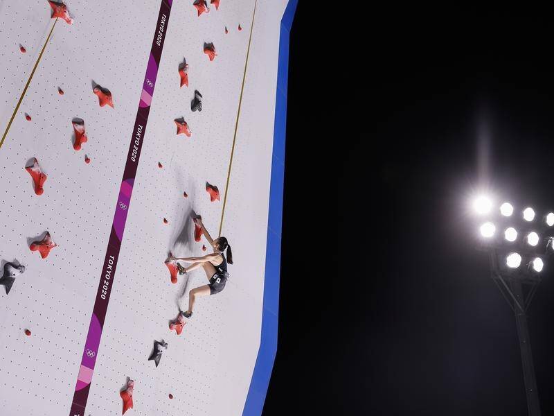 Sports climbing competition is underway for the first time in the Olympics at the Tokyo Games.