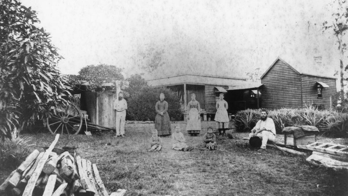 FLASHBACK: The Mayes family, snapped behind the house near a detached kitchen,  circa 1887. Photo: Supplied