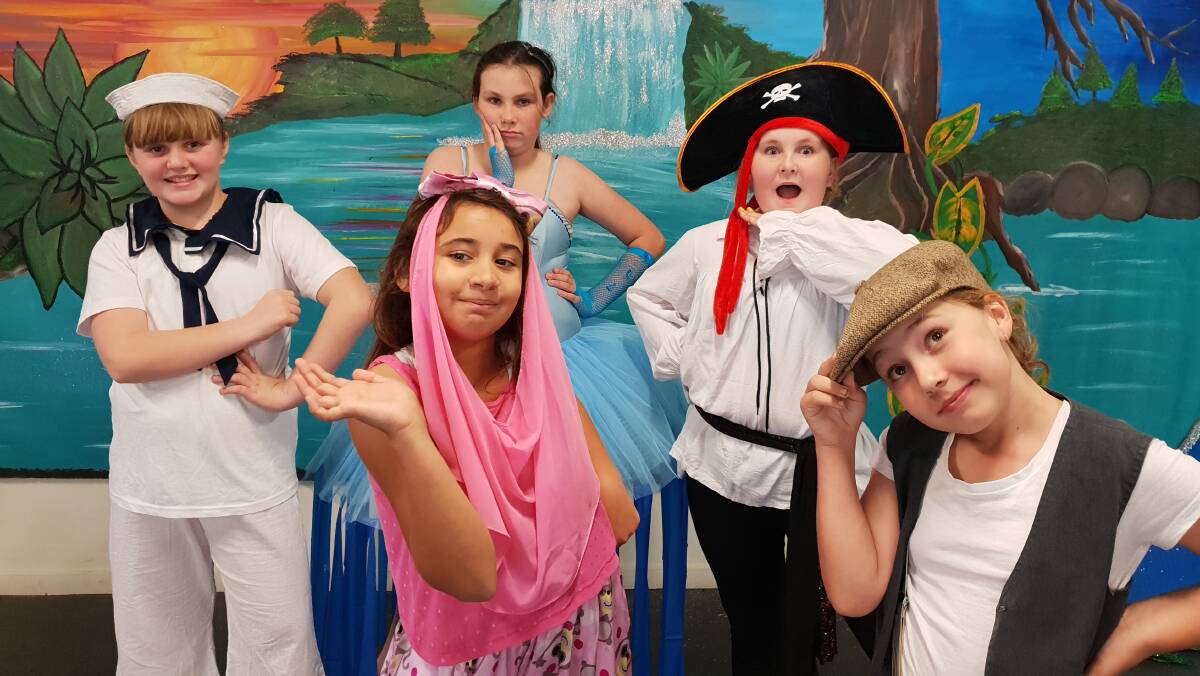 AHOY: The Kidsl at Sea cast includes sailor Caitlin Bingham, blue jellyfish Yvette Aspden, pirate  Imogen Ridings, pink sultana  Lola Mabbott and Molly Scully as Harold. 