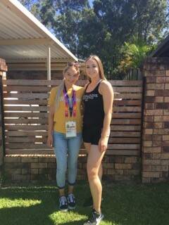 STAR QUALITY: Amy Browne and Jennifer Schneider snapped ahead of their trip to the Commonwealth Games for the closing ceremony. Photo: Supplied