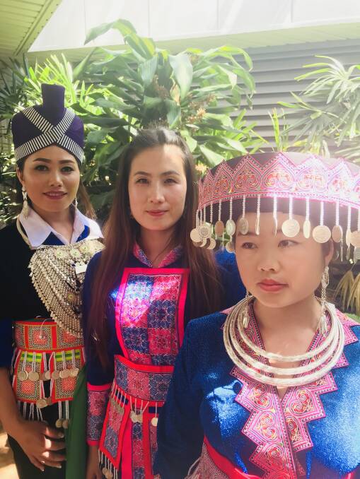 ON PARADE: Students from Thailand and Laos celebrate Harmony Day. They are 
Kayoua Yang, Ploymanee Thaowanpiput and Yingyou Lor. Photo: Supplied