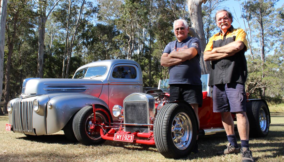 HOT RODS: Kyren O'Loan and Frank Jury with two gorgeous Fords that will be entries in the show'n'shine  at Jimboomba Auto Extravanganza. Photo: Lisa Simmons 