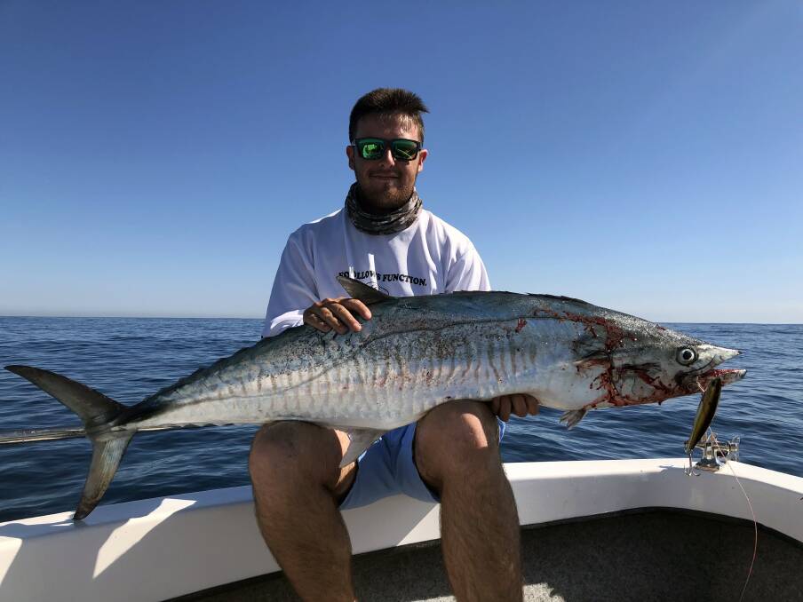 CATCH: Jacob Freiberg with a solid lure-caught Spanish Mackerel off Cape Moreton.
