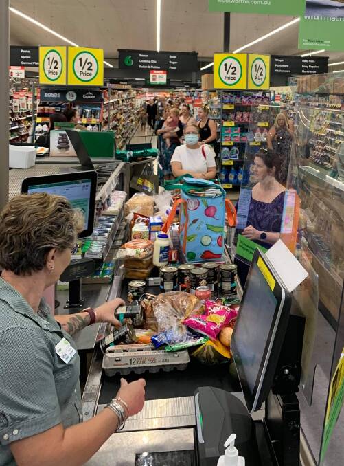 PACKED: Shoppers flocked to supermarkets ahead of a three-day lockdown across the region.