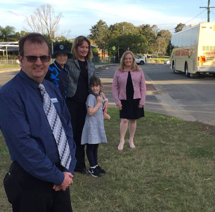 IMPROVEMENT: Principal David Cramb, P and C principal Michelle Wilkie, her children Matthew and Caitlyn and Division 5 councillor Laurie Koranski.