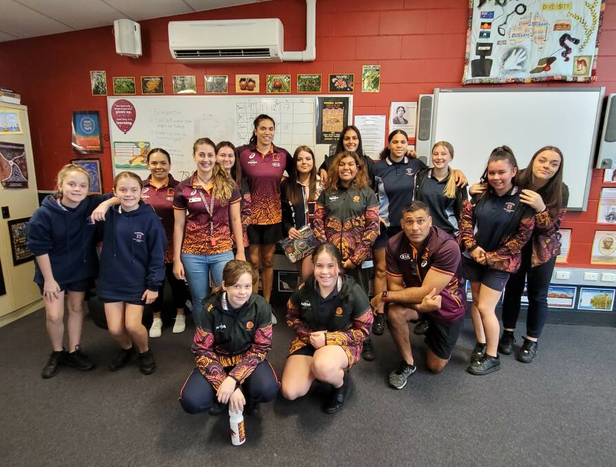 FUTURE STARS: The Beyond the Broncos Girls Academy got a visit from Justin Hodges and Beryl Friday.