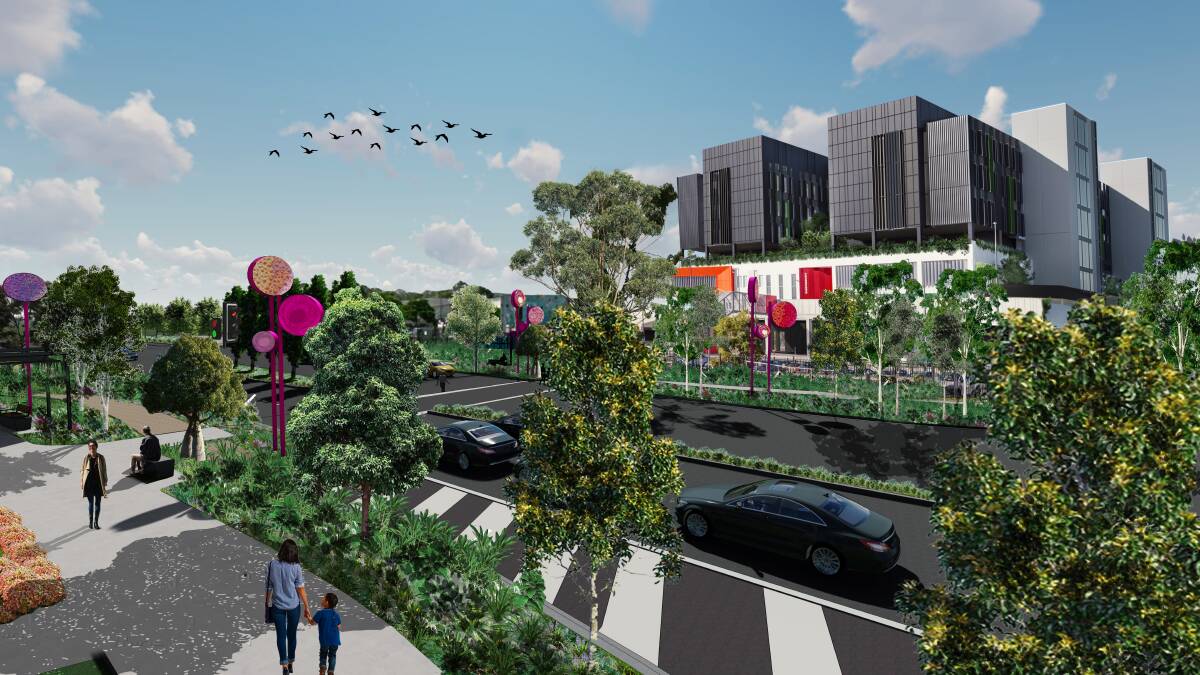VISION: An artists impression of the Healthy Street precinct with Logan Hospital in the background
