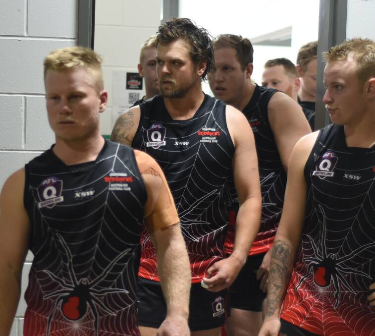 Determined: The Redbacks leave the dressing room to start the second half against Morningside.