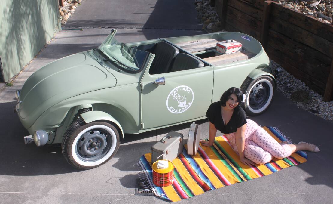 Do it: Stephanie Spiteri is urging people to cast aside their insecurity and enter a pin-up pageant. The Jimboomba woman says she has found a way to combine a love of cars and clothes.