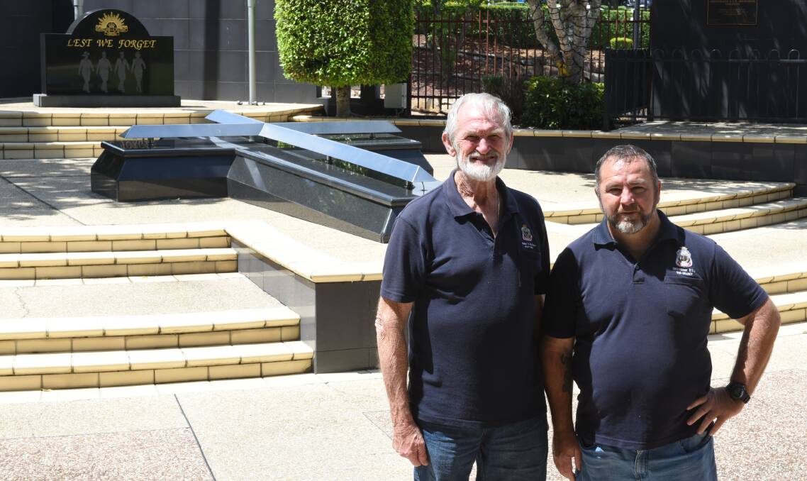 REVAMP: Greenbank RSL sub-branch member Rodney West and treasurer Stewart Rae at the memorial garden which will soon be upgraded.