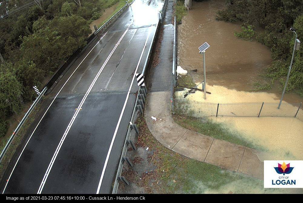 THREATENING: Water is lapping at Cusack Lane this morning.