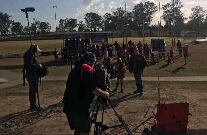 Support: A big crowd was on hand at this morning's live cross.