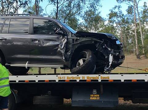 Damage: Multiple vehicles were involved in this afternoon's accident on the Mount Lindesay Highway. Photo: Nicci Martin