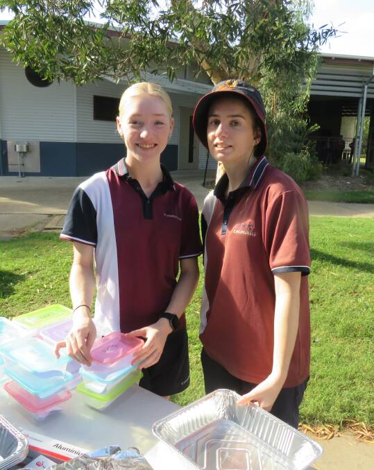 Year 12 helpers Amber Clelland and Dannielle Christie.