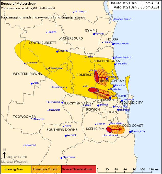 A severe warned storm is hitting the Scenic Rim at the moment.