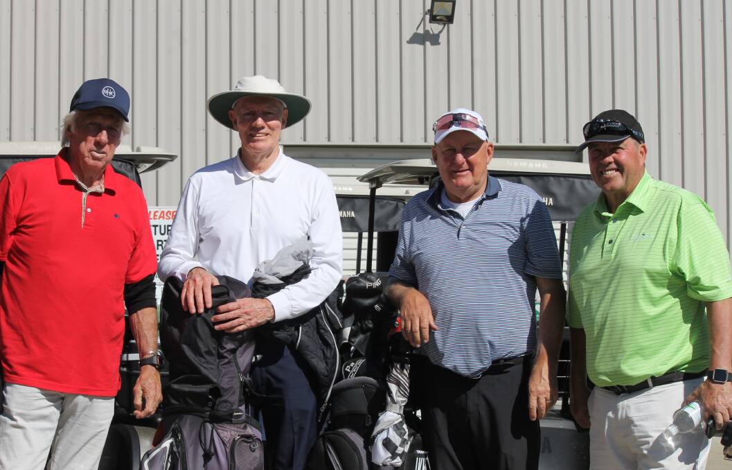 A HIT: Jeff Thomson, Greg Chappell, Ian Davis and Greg Ritchie after they finished their round at Kooralbyn.
