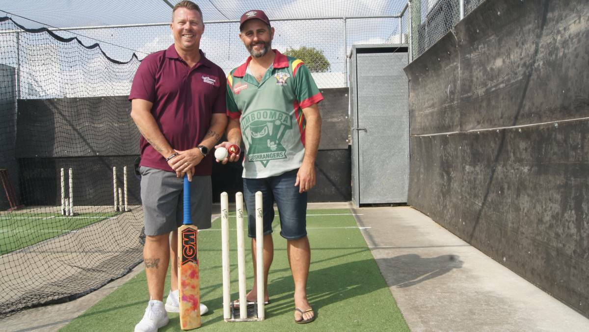 Scott Bannan and Rodney Teese are taking donations for Pink Stumps Day.