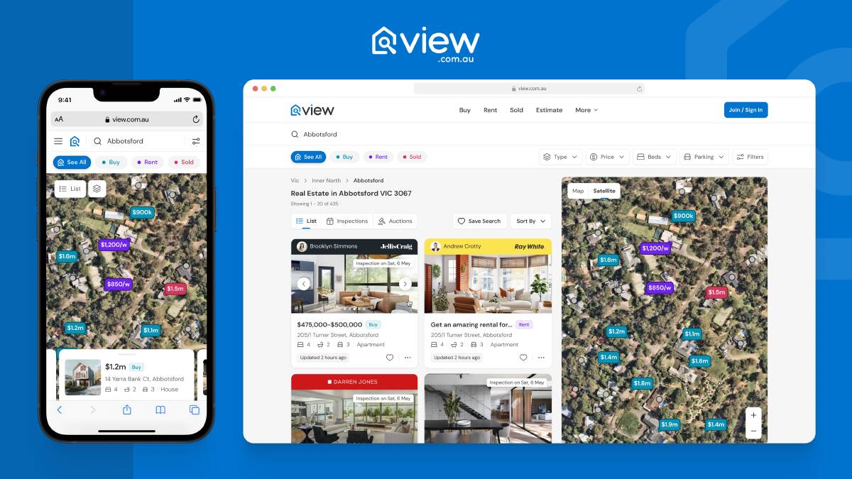 View.com.au's map function displays a suburb's listed and unlisted properties together so consumers can look to buy, rent, sell or research property on the same platform.