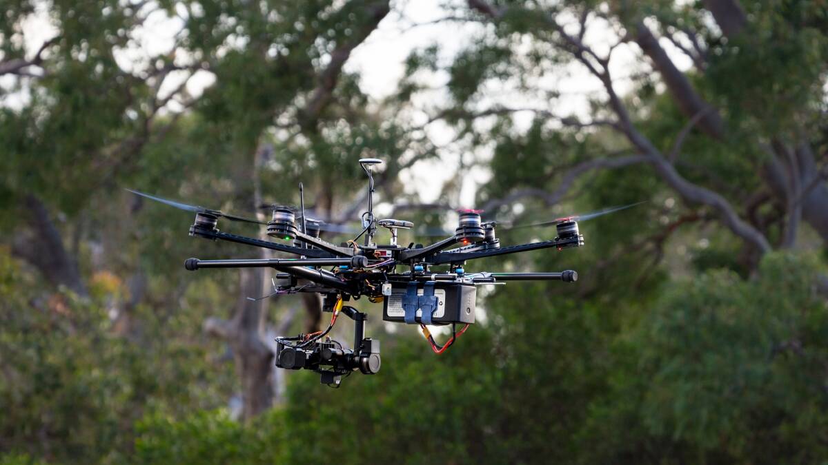 EYE IN THE SKY: An unmanned aerial vehicle, or drone, used as part of the trial. Photo: Supplied