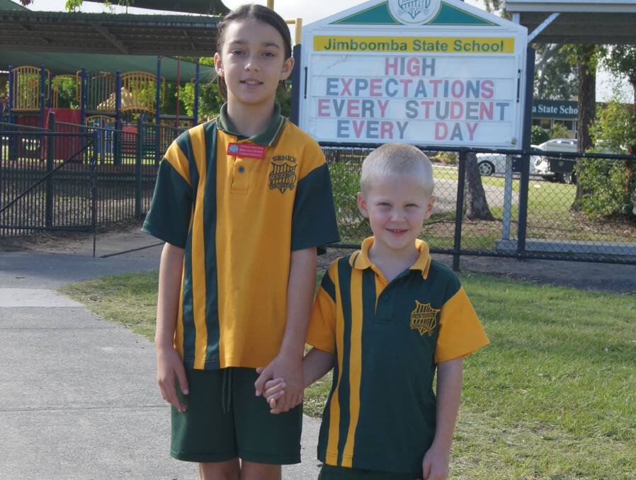 WALKING: Year 6 student Mary-Lou Girard and prep student Logan Brittain will take part in the Jimboomba State School event on May 19. Photo: Georgina Bayly